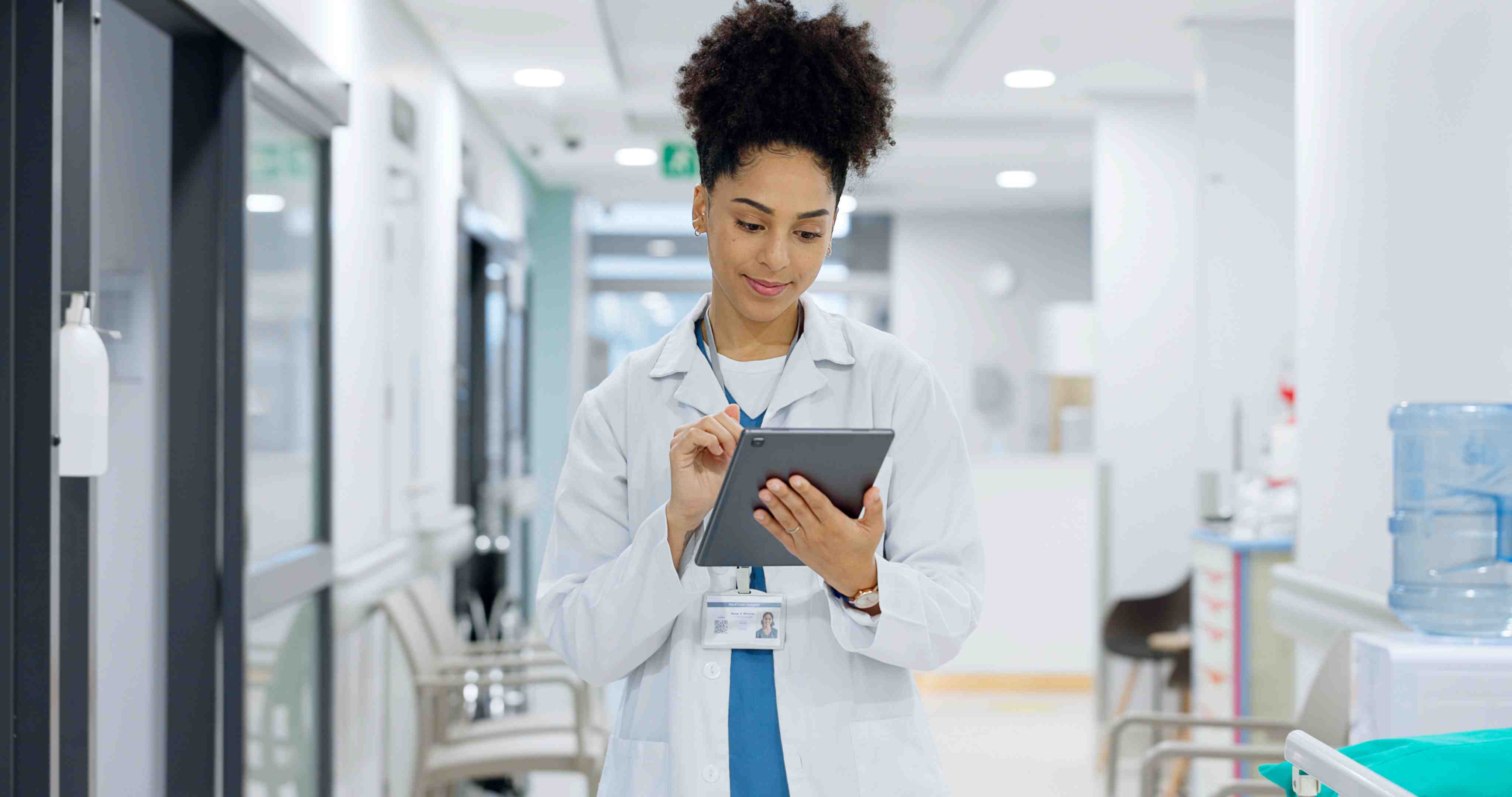 Woman reading in hospital